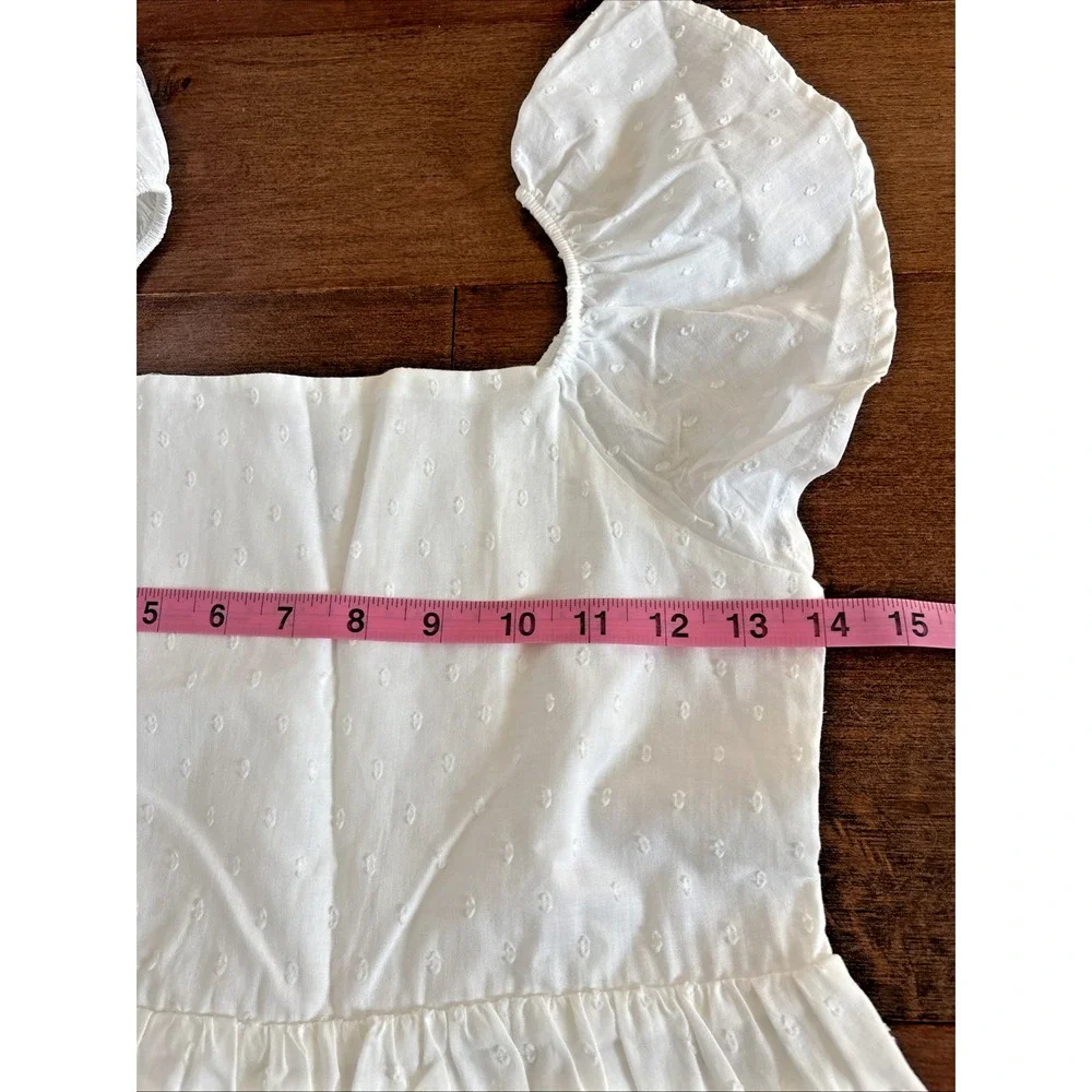 Gap Kids White Eyelet Clip Dot Dress Girls L 10/12 100% Cotton Sundress